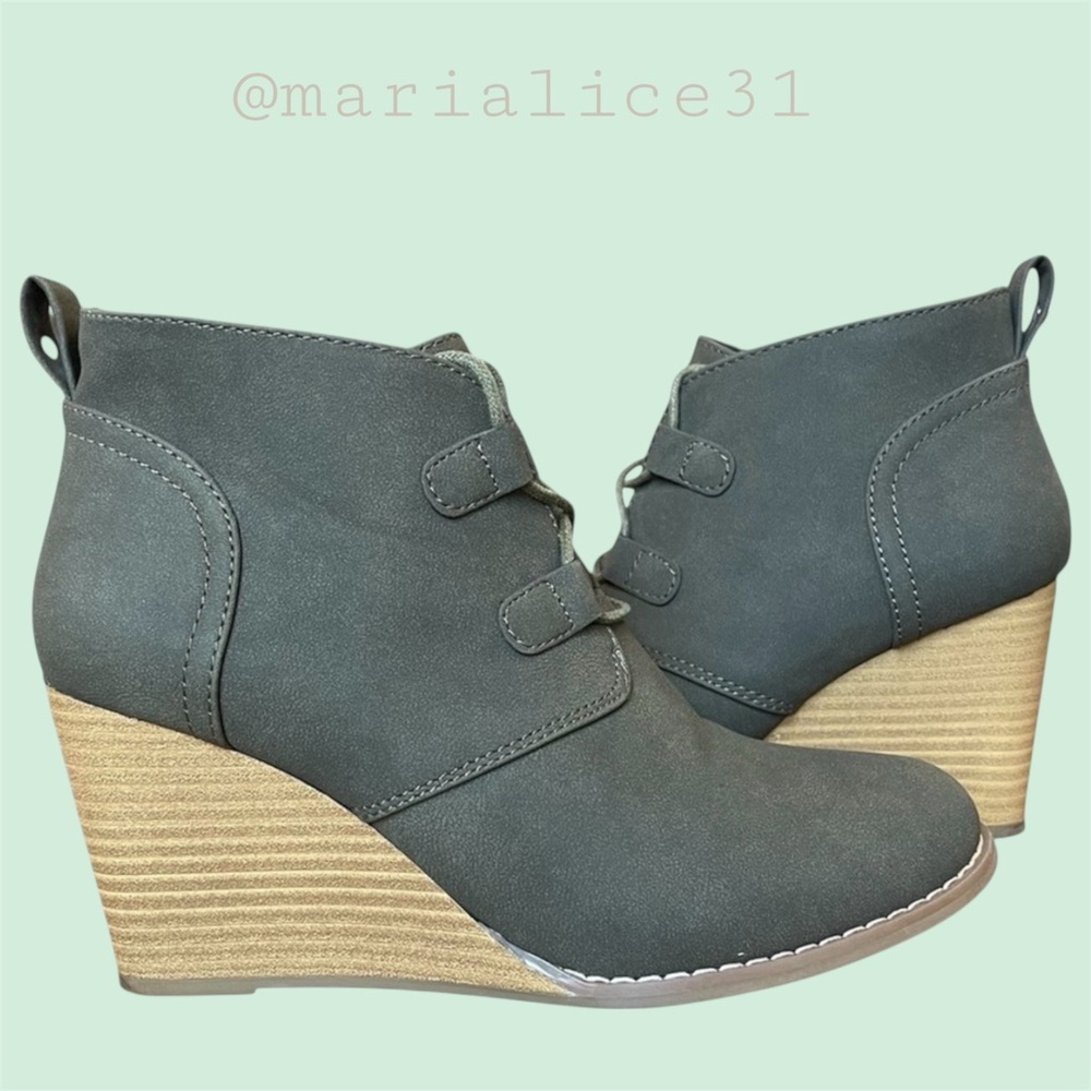 NAUTICA Gray / dark green Wedge Ankle Boots, size 8. - Picture 12 of 13